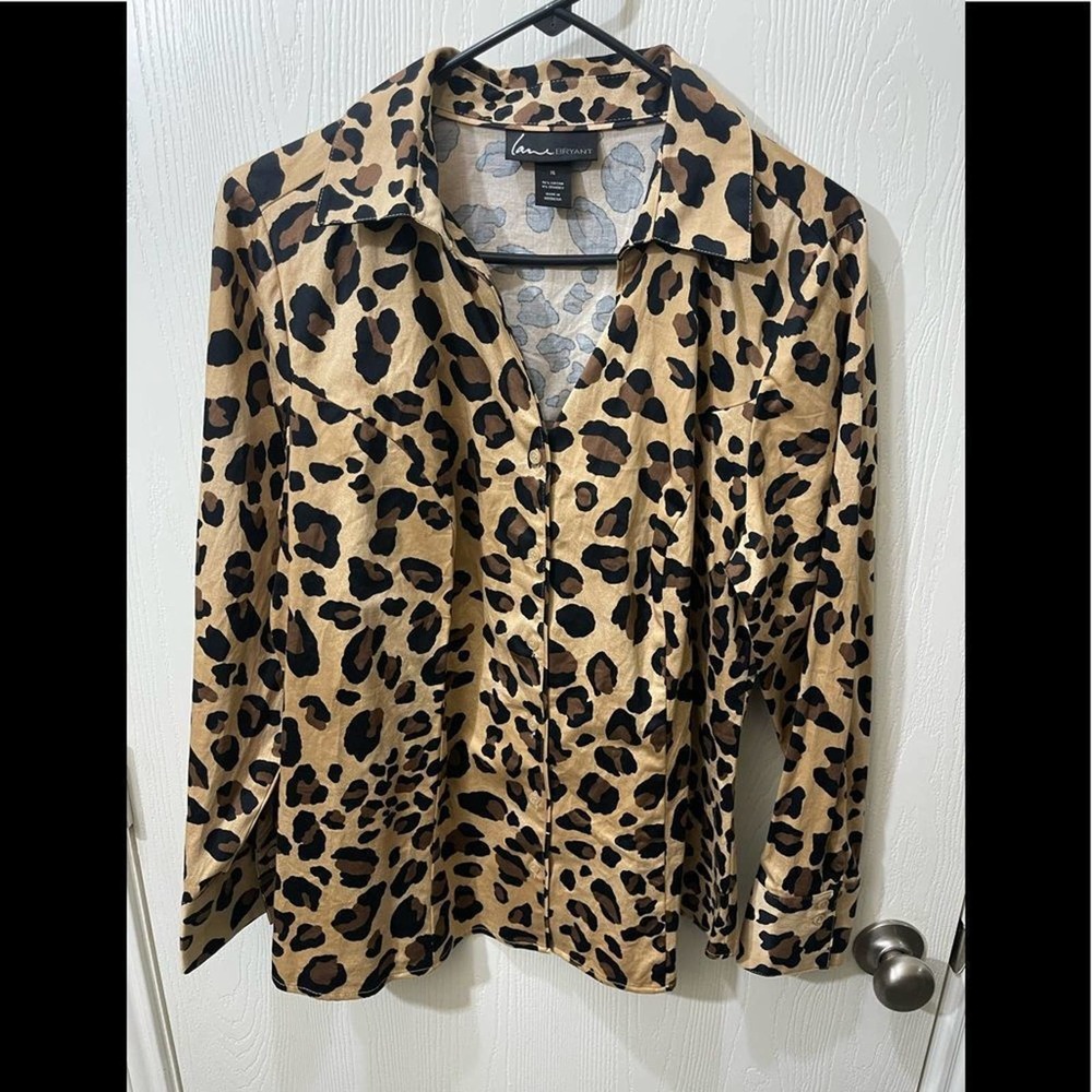 Lane Bryant Leopard Print Button Down Top - image 1